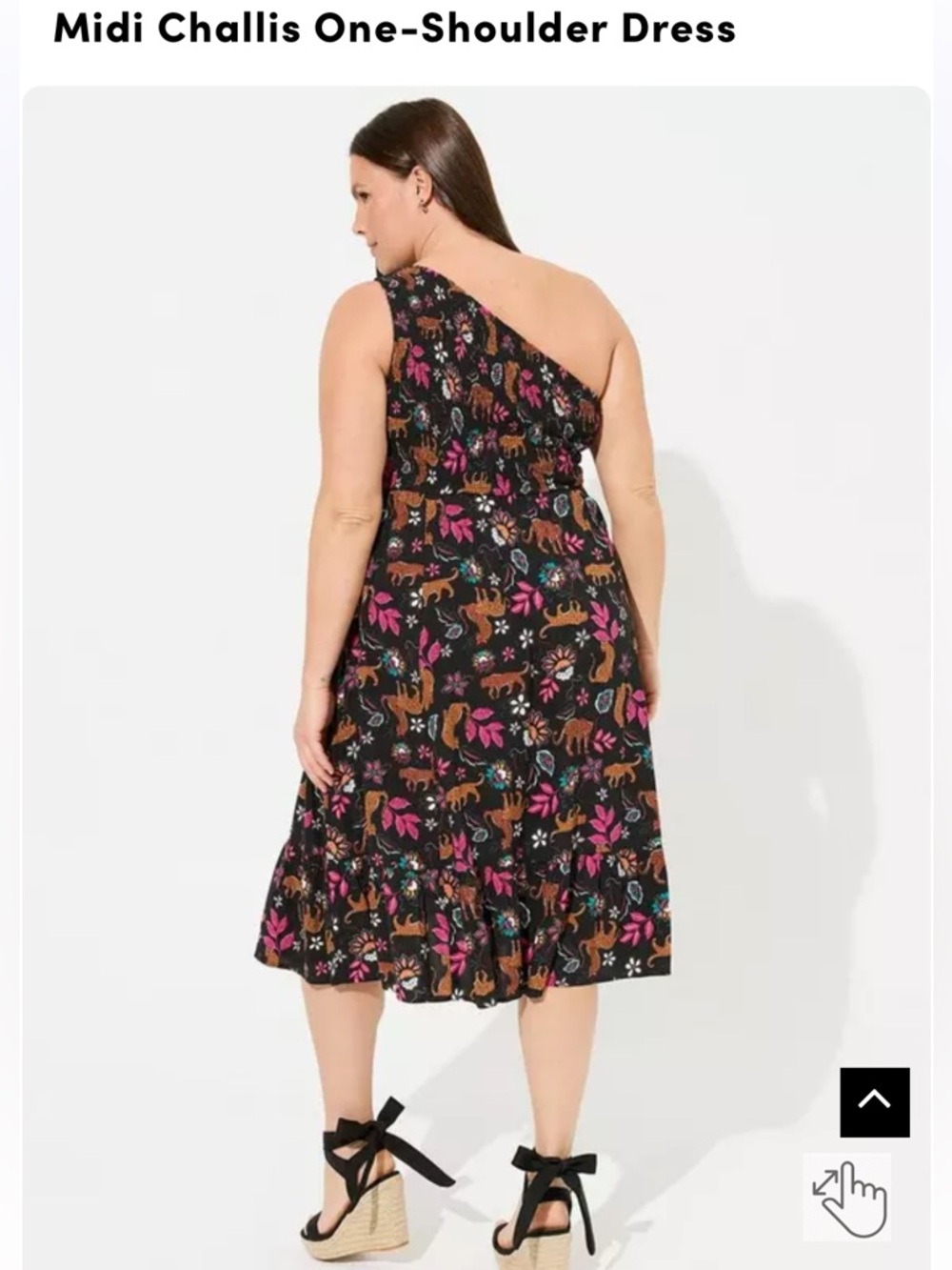 One-Shoulder Floral & Animal Print Midi Dress